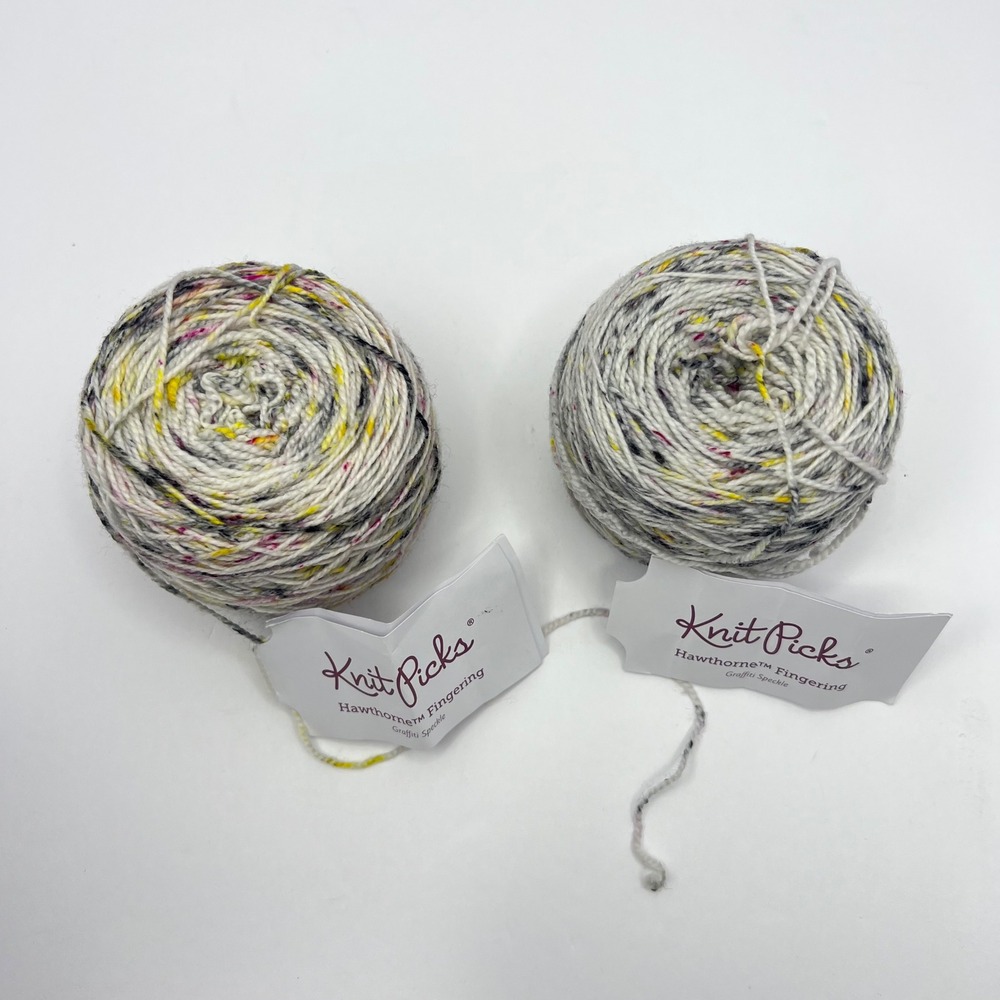 Knit Picks Graffiti Speckle Hawthorne Fingering Yarn 2 Skein Superwash Wool 200g